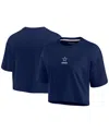Fanatics Signature Women's  Navy Dallas Cowboys Super Soft Boxy Short Sleeve Cropped T-shirt In Navy
