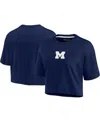 Fanatics Signature Women's  Navy Michigan Wolverines Super Soft Boxy Cropped T-shirt In Navy