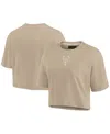 Fanatics Signature Women's Khaki Milwaukee Bucks Elements Super Soft Boxy Cropped T-shirt In Khaki