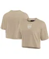 Fanatics Signature Women's Khaki Sacramento Kings Elements Super Soft Boxy Cropped T-shirt In Khaki