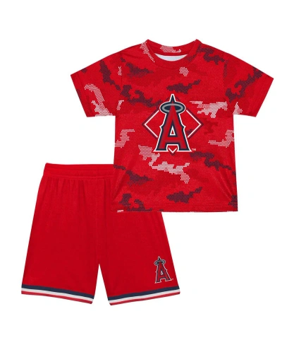 Fanatics Babies' Toddler Boys And Girls  Red Los Angeles Angels Field Ball T-shirt And Shorts Set
