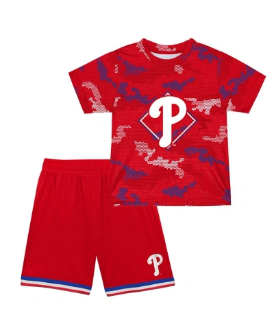 Fanatics Babies' Toddler Boys And Girls  Red Philadelphia Phillies Field Ball T-shirt And Shorts Set