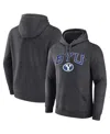 Fanatics Unlabeled Men's Heather Charcoal Byu Cougars Fleece Pullover Hoodie In Gray