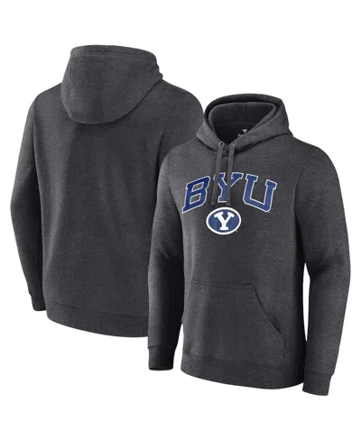 Fanatics Unlabeled Men's Heather Charcoal Byu Cougars Fleece Pullover Hoodie In Gray
