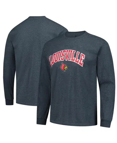 Fanatics Unlabeled Men's Heather Charcoal Louisville Cardinals Logo Long Sleeve T-shirt In Gray