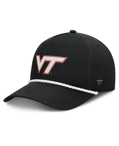 Fanatics Virginia Tech Hokies Five-panel Rope-accented Undertone Adjustable Hat In Black,white