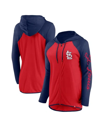 Fanatics Wo Men'sred/navy St. Louis Cardinals Script Sleeve Full-zip Hoodie In Red
