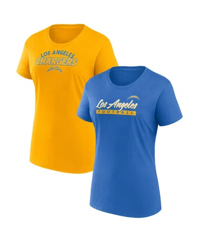 Fanatics Women's 2-pack Los Angeles Chargers Risk T-shirt Combo In Blue
