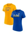 Fanatics Women's 2-piece Royal/gold Los Angeles Rams Risk T-shirt Combo Pack In Multi