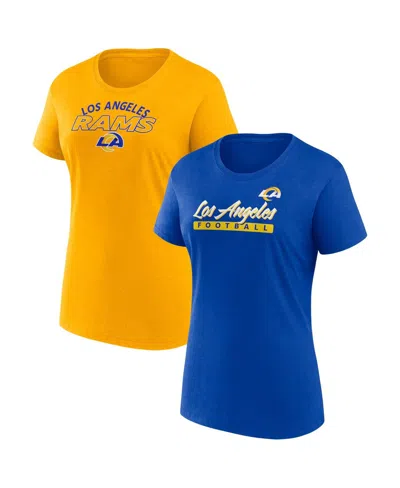 Fanatics Women's 2-piece Royal/gold Los Angeles Rams Risk T-shirt Combo Pack In Multi