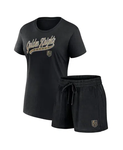 Fanatics Women's 2-pieces Vegas Golden Knights Start To Finish T-shirt And Shorts Combo Pack In Black