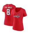 Fanatics Women's Alexander Ovechkin Athletic Red Washington Capitals Nhl All-time Leading Goal Scorer The Gre