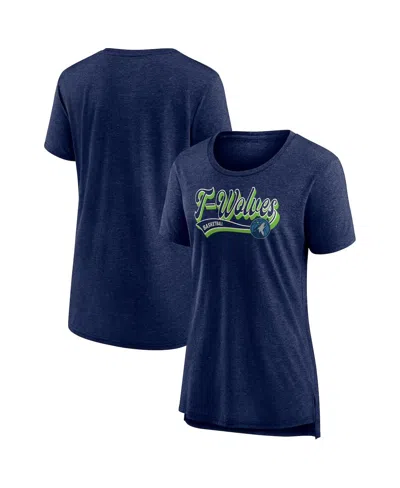 FANATICS WOMEN'S & MEN'S HEATHER NAVY MINNESOTA TIMBERWOLVES LEAGUE LEADER TRI-BLEND T-SHIRT