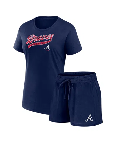 Fanatics Women's Atlanta Braves Start To Finish Combo Pack T-shirt Shorts In Navy