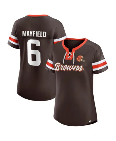 Fanatics Women's Baker Mayfield Brown Cleveland Browns Athena Name Number Notch Neck T-shirt