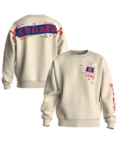 Fanatics Women's Beige Chicago Cubs Graffiti Fleece Sweatshirt In Neutral