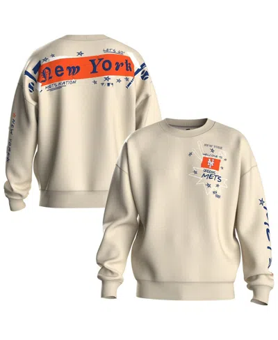 Fanatics Women's Beige New York Mets Graffiti Fleece Sweatshirt In Neutral