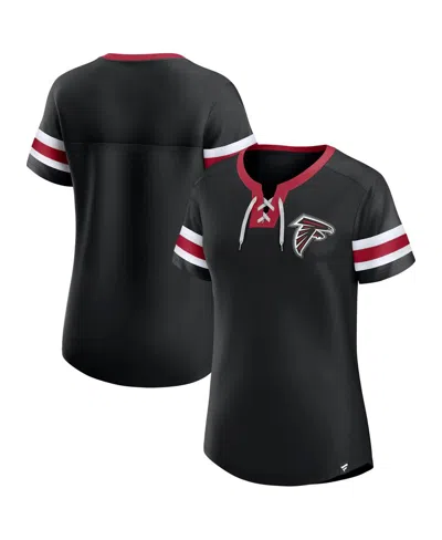 Fanatics Women's Black Atlanta Falcons Lace-up Bling T-shirt