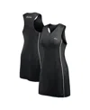 Fanatics Women's Black Pittsburgh Steelers Studio Boost Athletic Half-zip Dress In Black,white