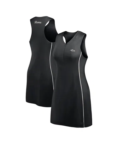 FANATICS WOMEN'S BLACK BALTIMORE RAVENS STUDIO BOOST ATHLETIC HALF-ZIP DRESS