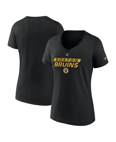 Fanatics Women's Black Boston Bruins Authentic Pro Core Primary V-neck T-shirt