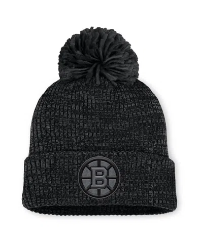 Fanatics Women's Black Boston Bruins Authentic Pro Road Cuffed Knit Hat With Pom