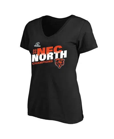 Fanatics Women's Black Chicago Bears 2025 Nfc North Division Champions Plus Size V-neck T-shirt