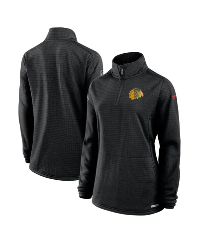 Fanatics Women's Black Chicago Blackhawks Authentic Pro Rink Lightweight Quarter-zip Pullover Sweatshirt