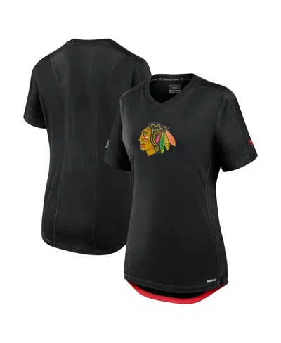 Fanatics Women's Black Chicago Blackhawks Authentic Pro Rink T-shirt