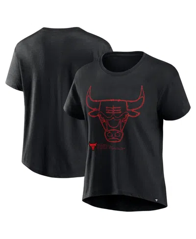 Fanatics Women's Black Chicago Bulls Hand Check T-shirt