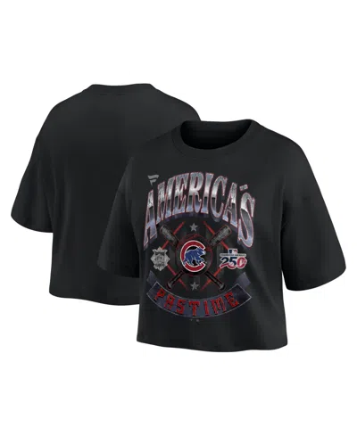 Fanatics Women's Black Chicago Cubs Americana Crop T-shirt