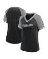 Fanatics Women's Black Chicago White Sox Glitz Glam League Diva Raglan V-neck T-shirt In Black