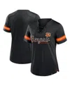 Fanatics Women's Black Cincinnati Bengals Play Script Lace-up T-shirt In Black