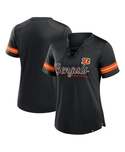 Fanatics Women's Black Cincinnati Bengals Play Script Lace-up T-shirt
