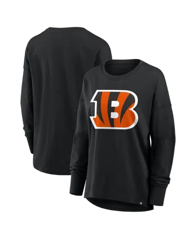 Fanatics Women's Black Cincinnati Bengals Relaxed Hip Essential Long-sleeve T-shirt