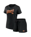 Fanatics Women's Black Cincinnati Bengals Start To Finish T-shirt Shorts Combo Pack In Black