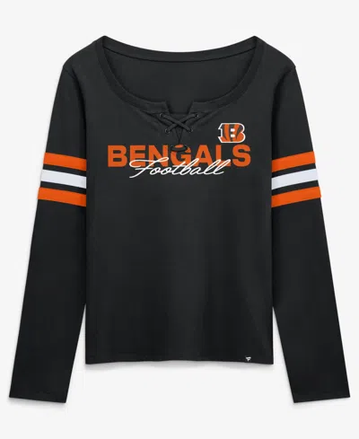 Fanatics Women's Black Cincinnati Bengals Team First Coverage Scheme Lace-uplong Sleeves T-shirt