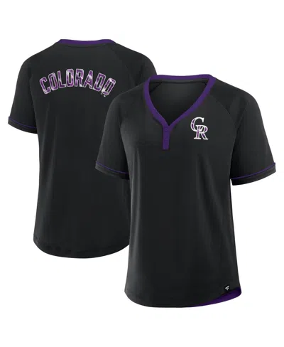 Fanatics Women's Black Colorado Rockies League Diva Star Raglan V-neck T-shirt