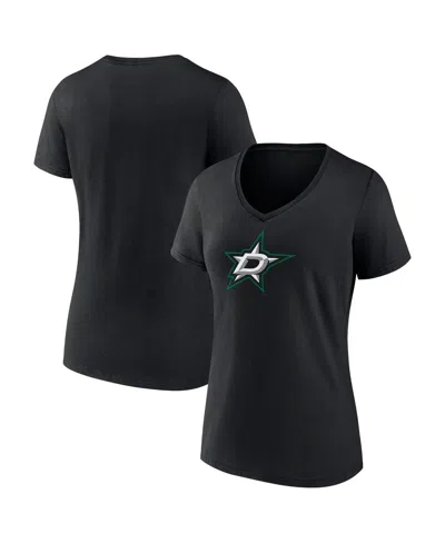 Fanatics Women's Black Dallas Stars Primary Logo Team V-neck T-shirt
