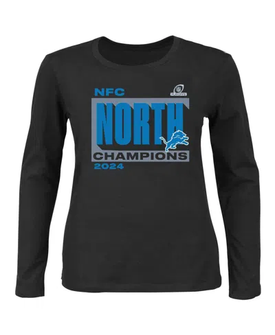 Fanatics Women's Black Detroit Lions 2024 Nfc North Division Champions Plus Size Long Sleeve Scoop Neck T-shi