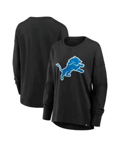 Fanatics Women's Black Detroit Lions Relaxed Hip Essential Long Sleeve T-shirt