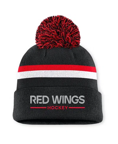 Fanatics Women's Black Detroit Red Wings Authentic Pro Rink Cuffed Pom With Knit Hat