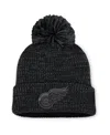 Fanatics Women's Black Detroit Red Wings Authentic Pro Road Cuffed Pom With Knit Hat In Black