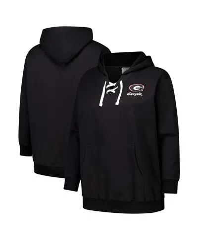 Fanatics Women's Black Georgia Bulldogs Plus Size Scrip Lace-up V-neck Hoodie