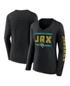 Fanatics Women's Black Jacksonville Jaguars Hometown Sweep Long Sleeve V-neck T-shirt In Black