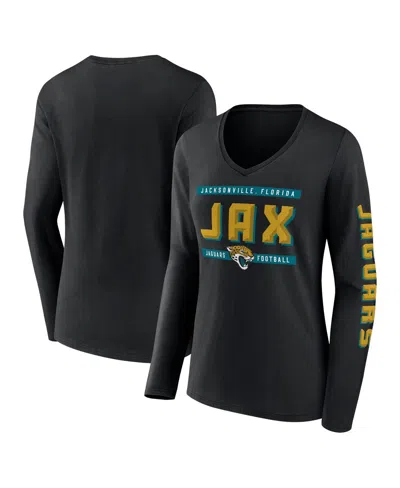 Fanatics Women's Black Jacksonville Jaguars Hometown Sweep Long Sleeve V-neck T-shirt