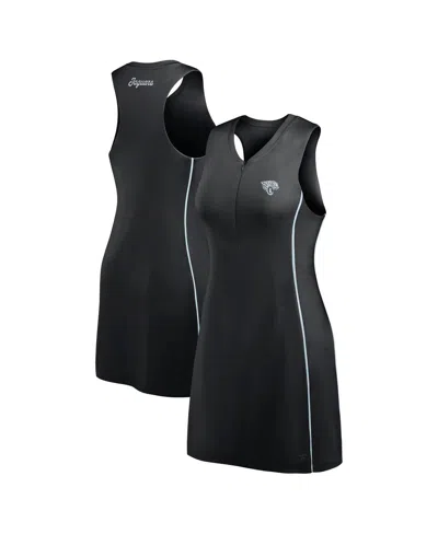 Fanatics Women's Black Jacksonville Jaguars Studio Boost Athletic Half-zip Dress In Black,blue
