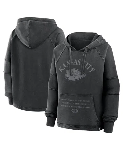 Fanatics Women's Black Kansas City Chiefs Oversized Raglan Gridiron Hoodie In Gray