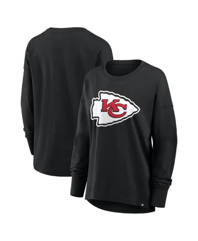 Fanatics Women's Black Kansas City Chiefs Relaxed Hip Essential Long Sleeve T-shirt