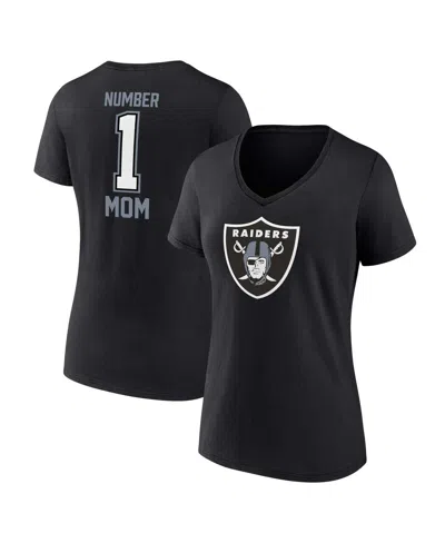 FANATICS WOMEN'S BLACK LAS VEGAS RAIDERS PLUS SIZE MOTHER'S DAY 1 MOM V-NECK T-SHIRT